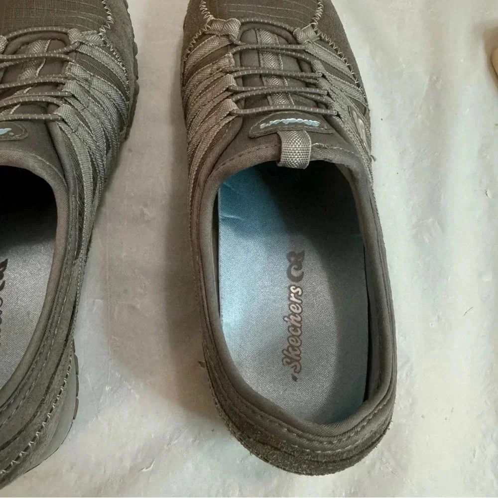 Skechers Grey Suede Leather Bikers Bungee Slip On Sneakers - Picture 10 of 10